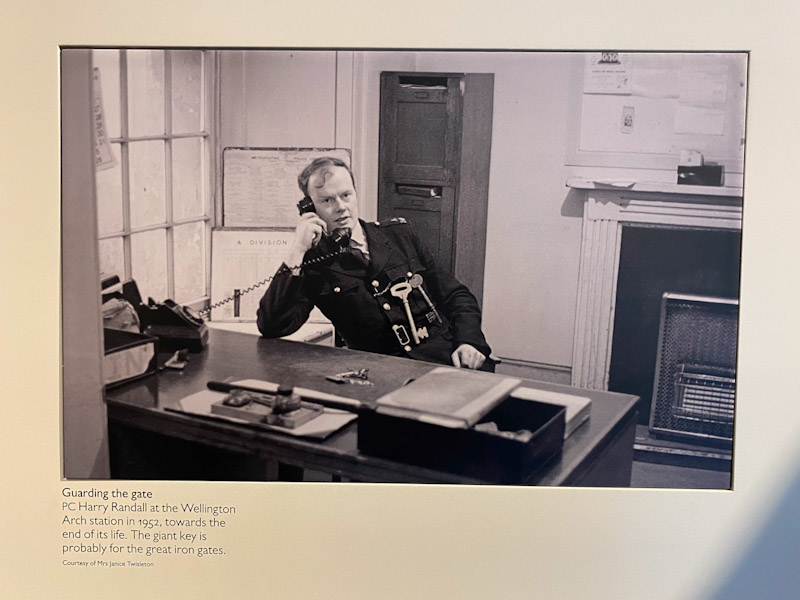 PC Harry Randall inside the Wellington’s arch police smallest London station in 1952