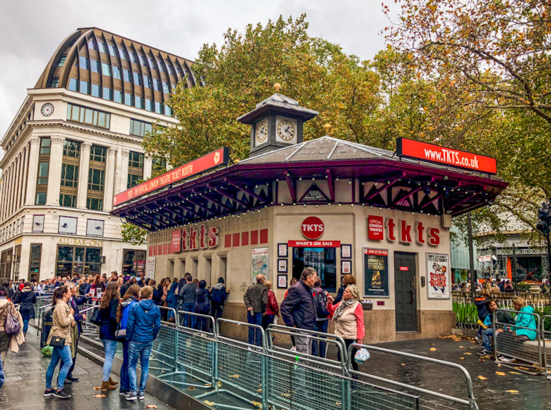 Leicester Square ticket booth in London Queue outside