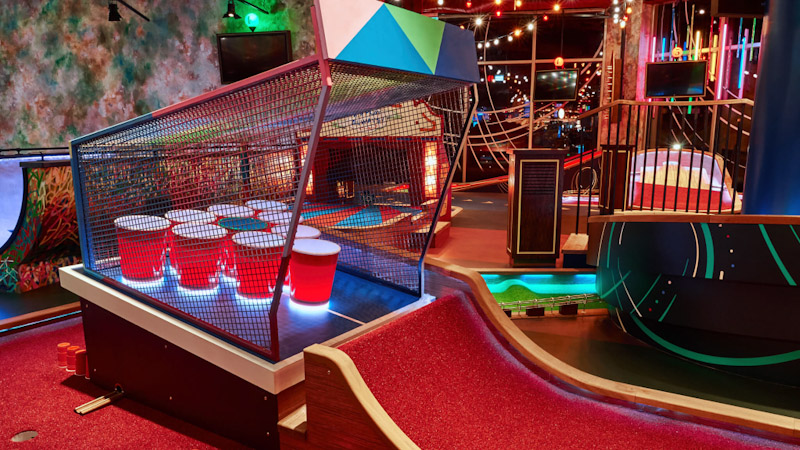 Beer Pong at the Puttshack crazy golf London