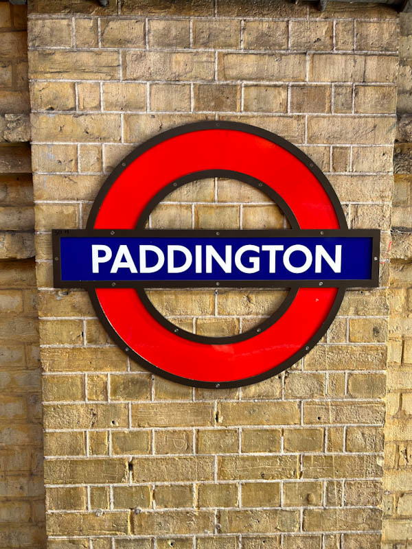 Paddington station. The Paddington Tube sign roundel