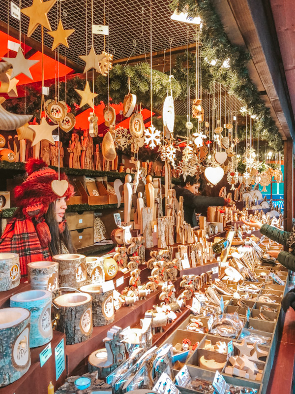 Stunning wooden gift stall at Leicester Square Christmas market