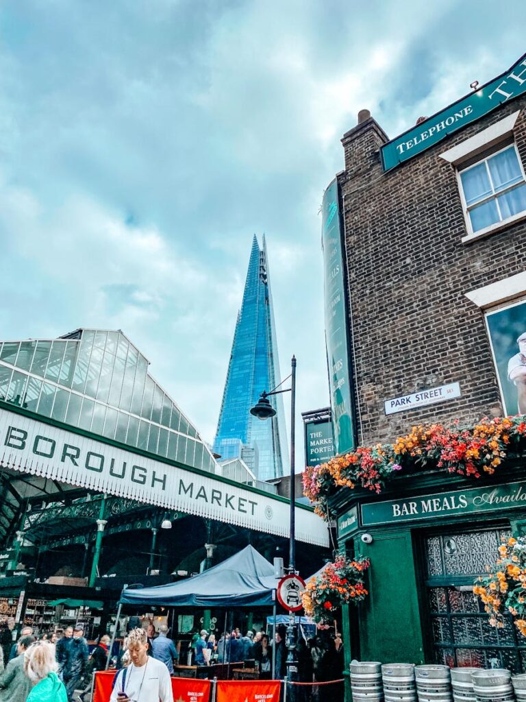 Borough Market with a view of the Shard behind