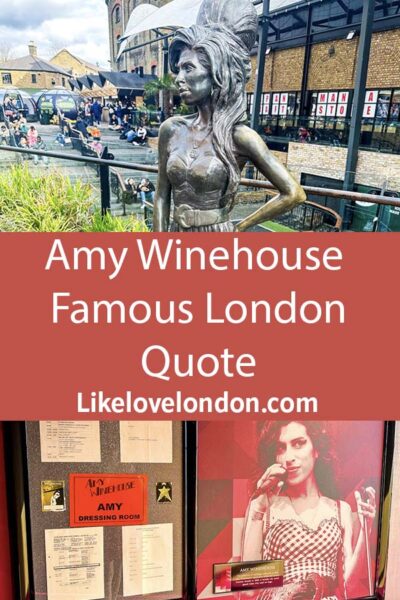Amy Winehouse famous London Quote, Notes and memorabilia pin image